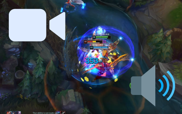 Screenshot of League of Legends with Sound and Record Icon